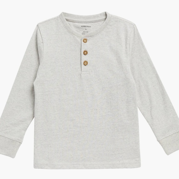 Nordstrom Other - Nordstrom Kids Huxley Cotton Long Sleeve Henley Light Grey Boys XL 14-16